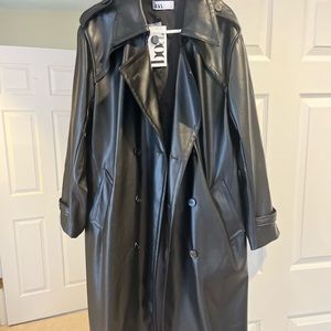 Brand New with tags. Faux leather trench with belt
